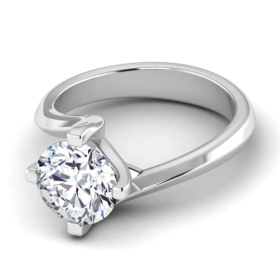 Anello di Fidanzamento Solitario Sole con Diamante Lab Grown montatura compass