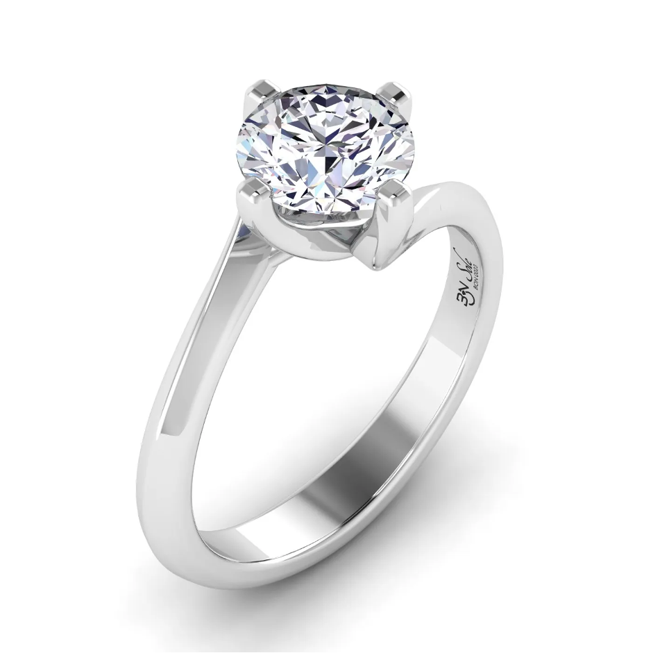 Sole Anello di Fidanzamento Solitario con Diamante taglio rotondo brillante