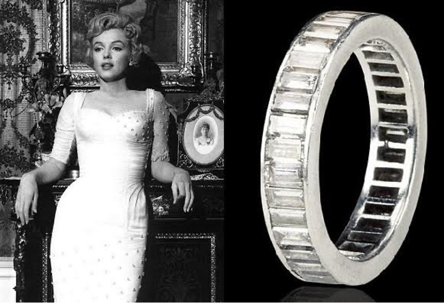 Marilyn Monroe's platinum eternity engagement ring with baguette-cut diamonds