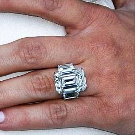 Kim Kardashian’s 20-carat emerald-cut diamond engagement ring