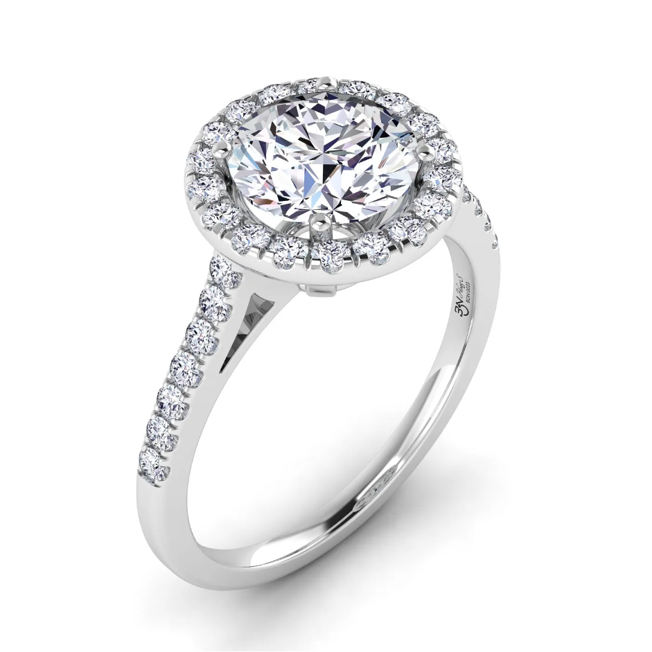 Hoag’s Sparkling Halo Engagement Ring with Lab-Grown Diamonds in 18K White Gold
