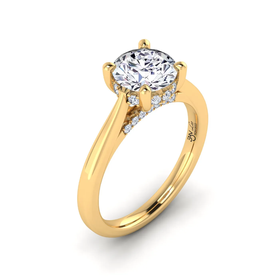 Leo Hidden Halo Engagement Ring with Lab-Grown Diamonds in 18K Yellow Gold