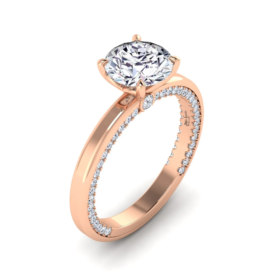 Sagitta Hidden Halo Engagement Ring with Lab-Grown Diamonds in 18K Rose Gold
