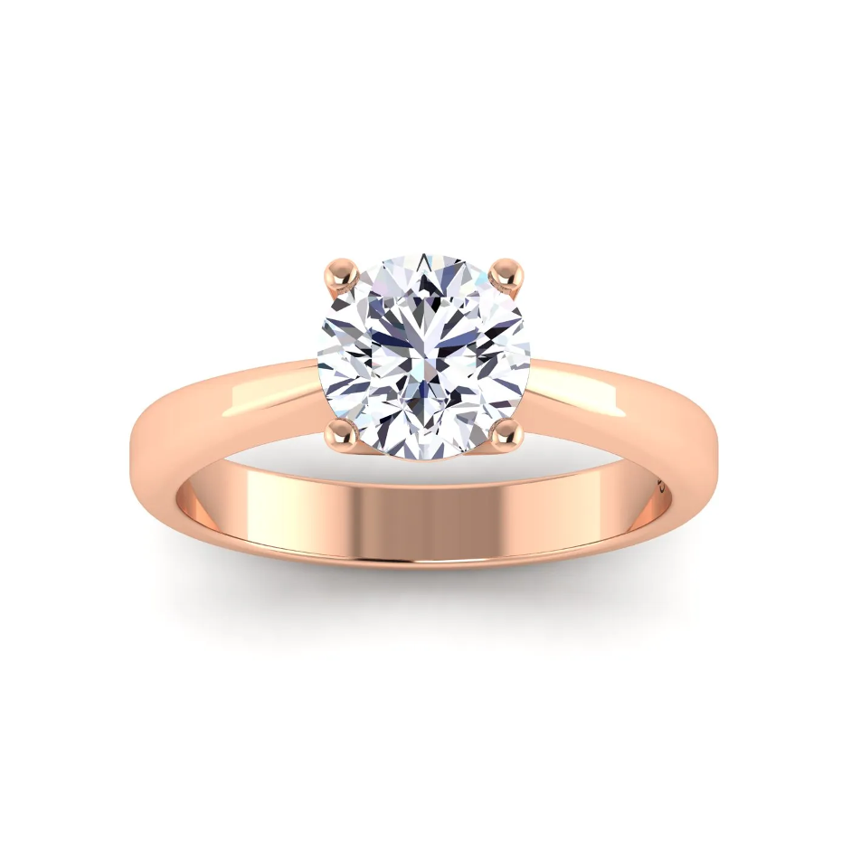 Round-cut diamond engagement ring in 18 kt rose gold