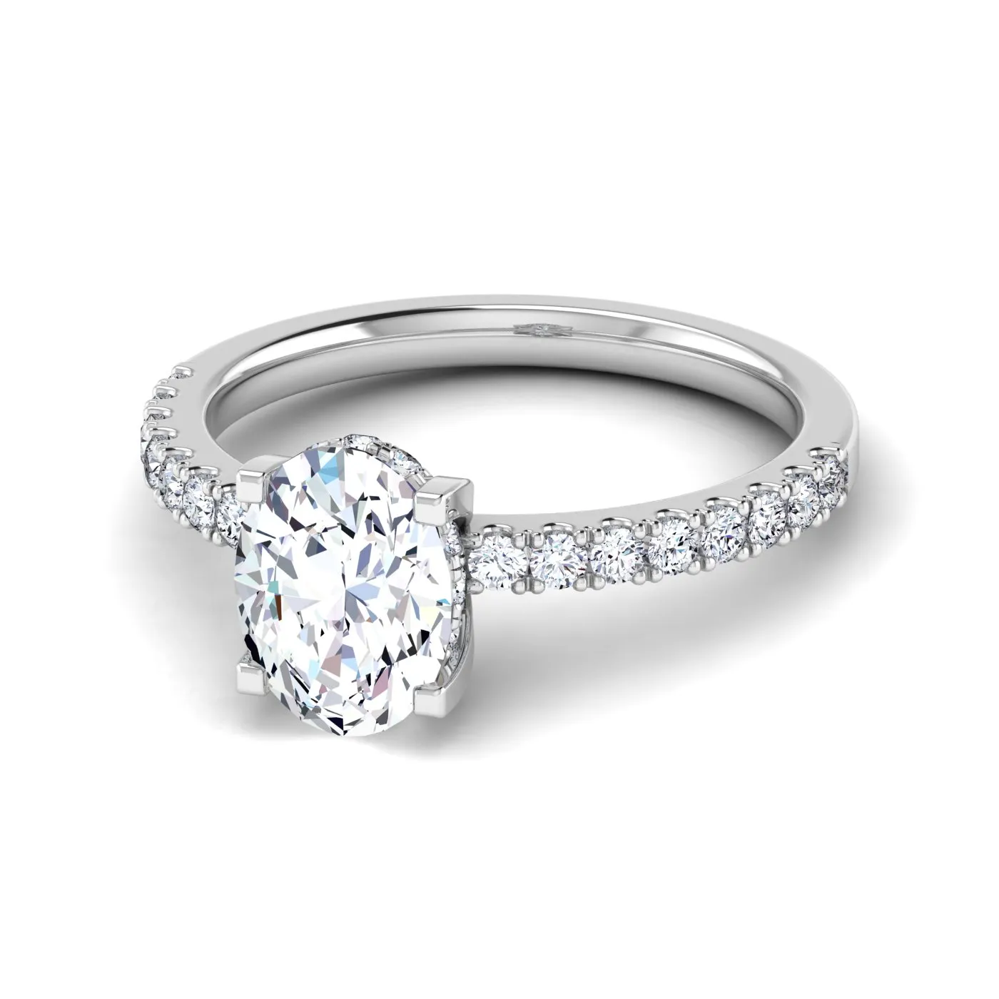 Anello di Fidanzamento Pavè Aries con Diamante Lab Grown Ovale da 1,48 ct