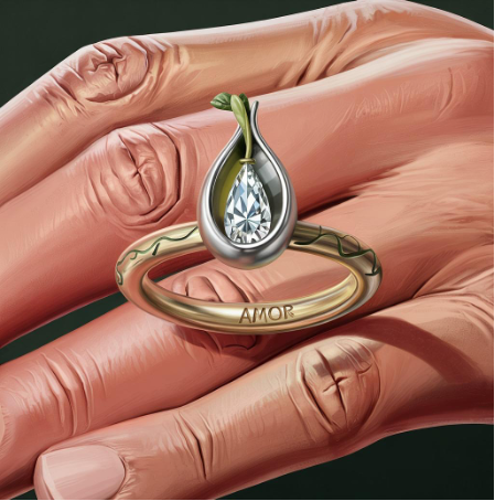 Anello di fidanzamento realizzato da ChatGPT - rendering illustrativo